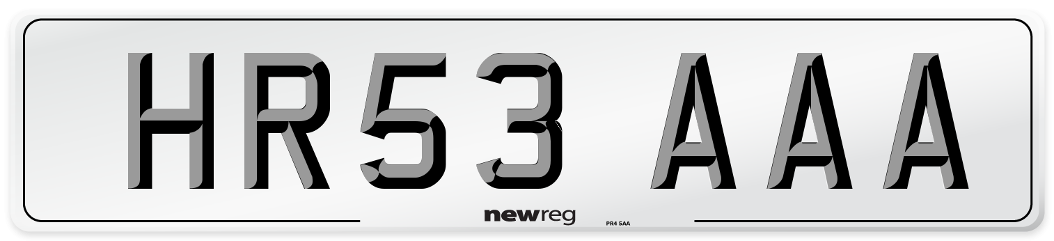 HR53 AAA Number Plate from New Reg